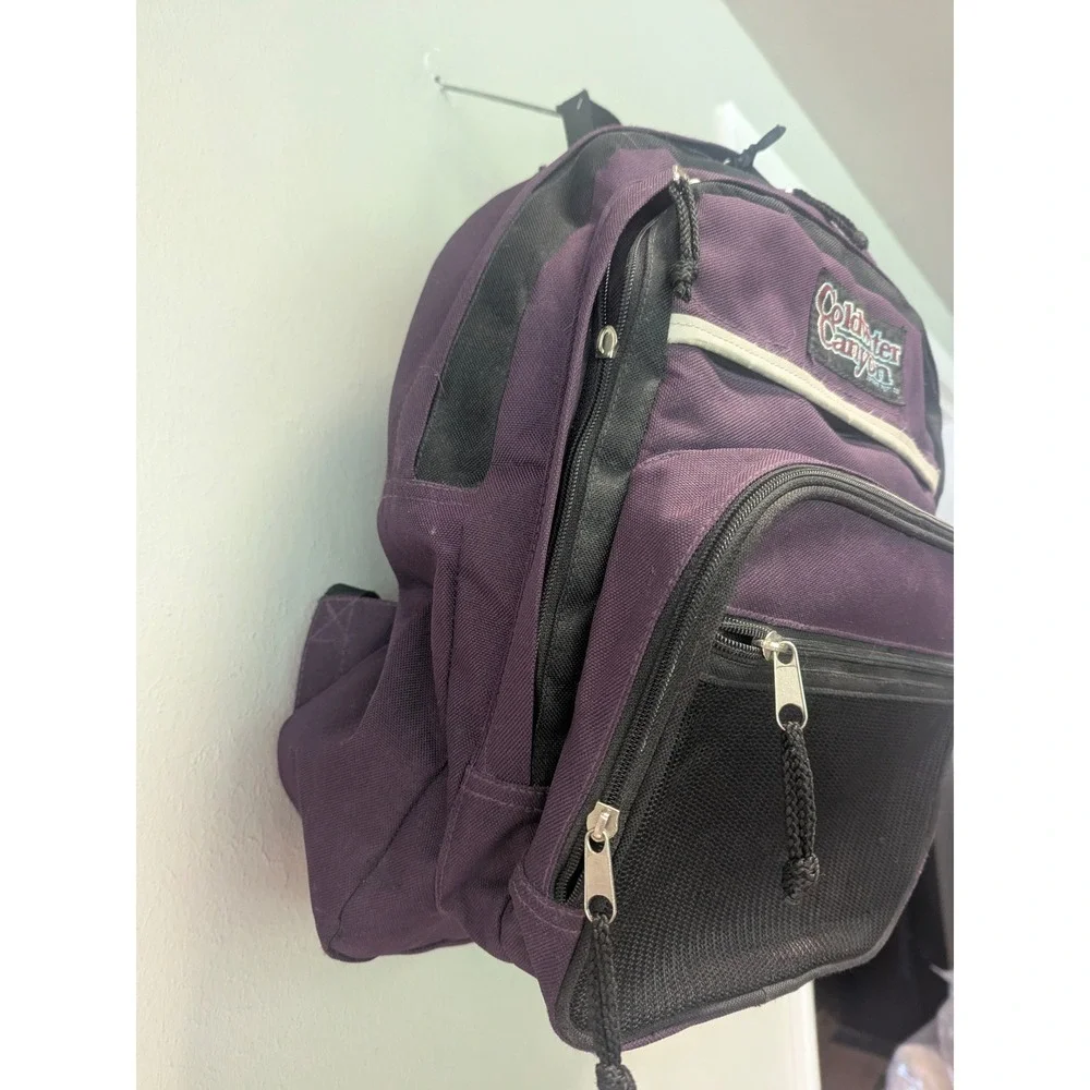 Vintage Coldwater Canyon Purple Black Multi Pocket Backpack 1990s Daypack